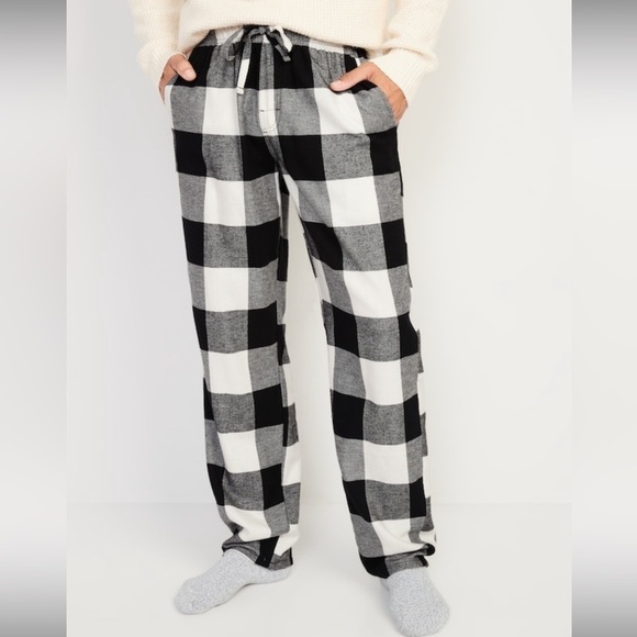 Nwt Old Navy 4XL Tall Black and White Plaid Flannel Loungewear Pajama Pants - Picture 1 of 8